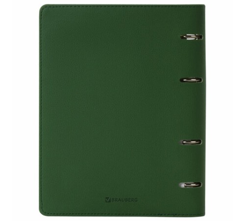 Тетрадь на кольцах А5 (180х220 мм), 120 листов, под кожу, клетка, BRAUBERG 
