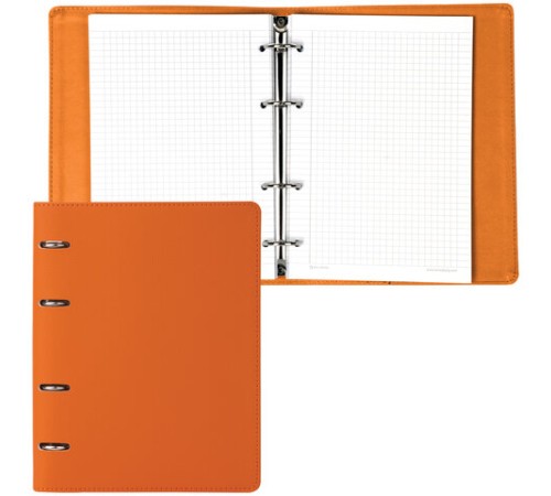 Тетрадь на кольцах А5 (180х220 мм), 120 листов, под кожу, клетка, BRAUBERG 