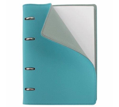 Тетрадь на кольцах А5 (180х220 мм), 120 листов, под кожу, клетка, BRAUBERG 