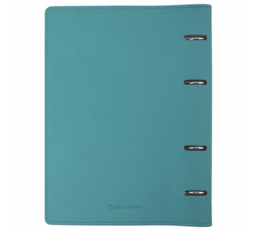 Тетрадь на кольцах А5 (180х220 мм), 120 листов, под кожу, клетка, BRAUBERG 