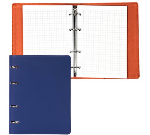 Тетрадь на кольцах А5 (180х220 мм), 120 листов, под кожу, клетка, BRAUBERG 