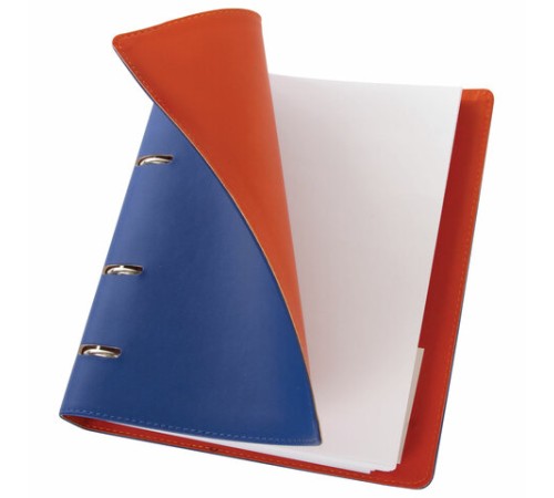 Тетрадь на кольцах А5 (180х220 мм), 120 листов, под кожу, клетка, BRAUBERG 