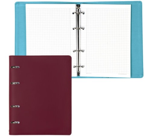 Тетрадь на кольцах А5 (180х220 мм), 120 листов, под кожу, клетка, BRAUBERG 