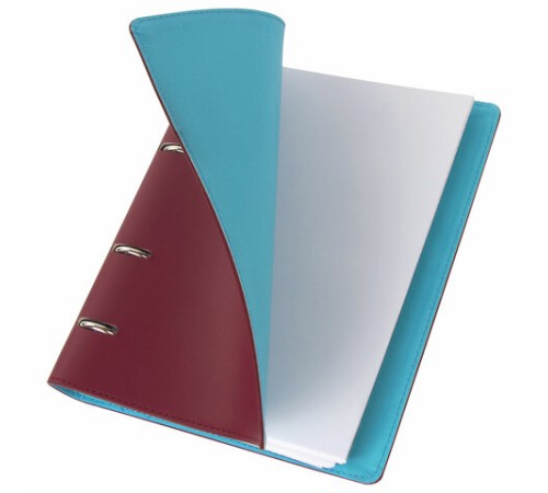 Тетрадь на кольцах А5 (180х220 мм), 120 листов, под кожу, клетка, BRAUBERG 