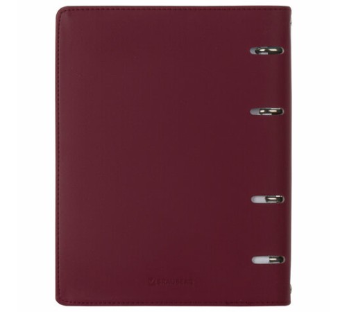 Тетрадь на кольцах А5 (180х220 мм), 120 листов, под кожу, клетка, BRAUBERG 