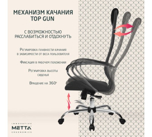 Кресло офисное МЕТТА "SU-B-10" хром, ткань-сетка, сиденье и спинка мягкие, темно-серое Кресло офисное МЕТТА "SU-B-10" хром, ткань-сетка, сиденье и спинка мягкие, темно-серое
