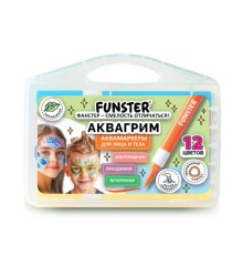 Аквагрим аквамаркеры для лица и тела, 12 цветов, FUNSTER (ФАНСТЕР), пластиковый кейс, 152609