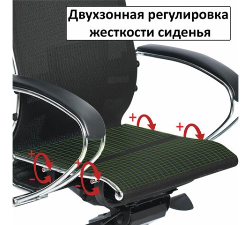 Кресло офисное МЕТТА "К-4-Т" хром, прочная сетка, сиденье и спинка регулируемые, белое