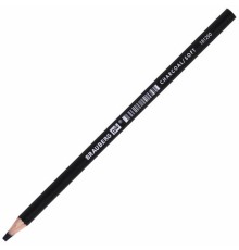 Карандаш (1 штука) угольный BRAUBERG ART CLASSIC, МЯГКИЙ, круглый, корпус черный, заточенный, 181290