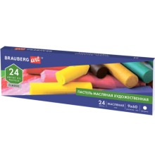 Пастель масляная художественная BRAUBERG ART CLASSIC, 24 цвета, круглое сечение, 181448