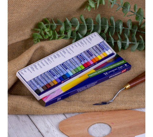 Пастель масляная художественная BRAUBERG ART CLASSIC, 24 цвета, круглое сечение, 181448