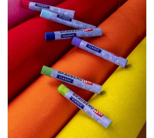 Пастель масляная художественная BRAUBERG ART CLASSIC, 24 цвета, круглое сечение, 181448