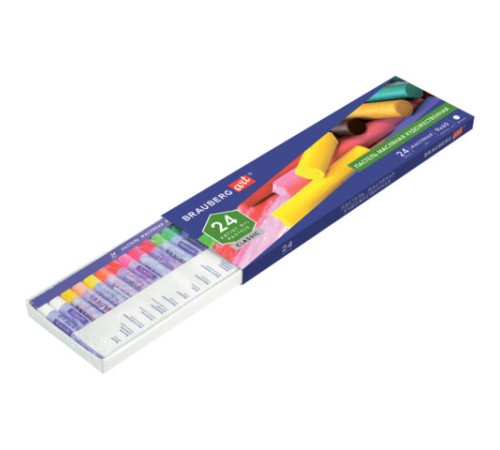 Пастель масляная художественная BRAUBERG ART CLASSIC, 24 цвета, круглое сечение, 181448
