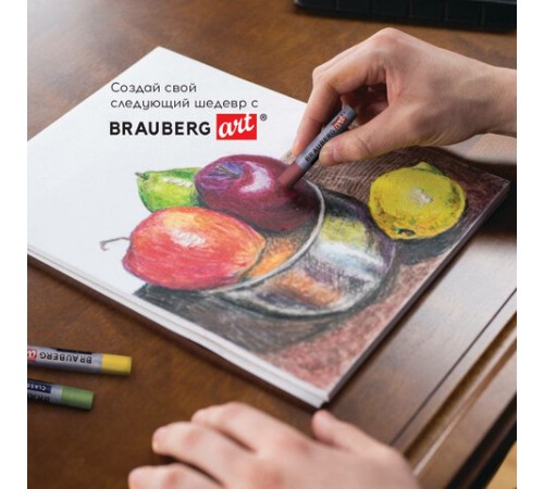 Пастель масляная художественная BRAUBERG ART CLASSIC, 24 цвета, круглое сечение, 181448