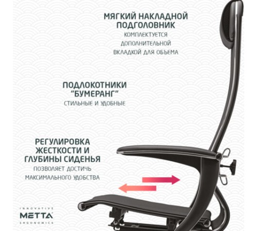 Кресло офисное МЕТТА "К-4-Т" хром, прочная сетка, сиденье и спинка регулируемые, черное