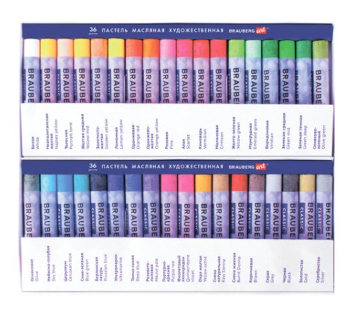 Пастель масляная художественная BRAUBERG ART CLASSIC, 36 цветов, круглое сечение, 181449
