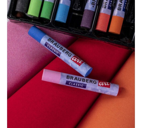 Пастель масляная художественная BRAUBERG ART CLASSIC, УТОЛЩЕННАЯ, 12 цветов, круглое сечение, 181450