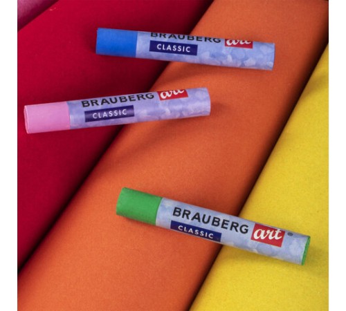 Пастель масляная художественная BRAUBERG ART CLASSIC, УТОЛЩЕННАЯ, 12 цветов, круглое сечение, 181450