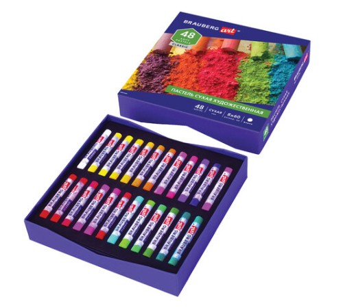 Пастель сухая художественная BRAUBERG ART CLASSIC, 48 цветов, круглое сечение, 181456