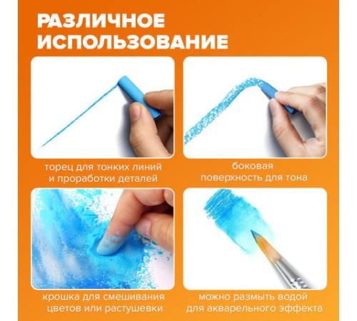 Пастель сухая художественная BRAUBERG ART DEBUT, 9 цветов, круглое сечение, 181459