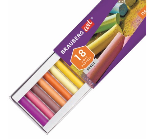 Пастель сухая художественная BRAUBERG ART DEBUT, 18 цветов, круглое сечение, 181460