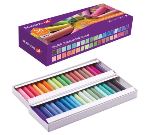 Пастель сухая художественная BRAUBERG ART DEBUT, 36 цветов, круглое сечение, 181461