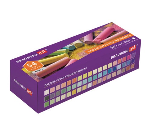 Пастель сухая художественная BRAUBERG ART DEBUT, 54 цвета, круглое сечение, 181462