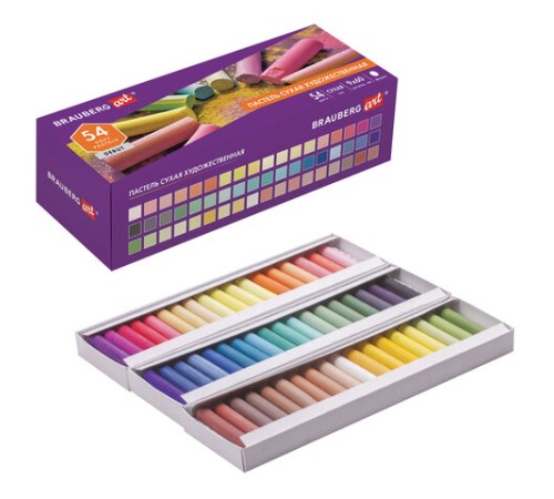 Пастель сухая художественная BRAUBERG ART DEBUT, 54 цвета, круглое сечение, 181462