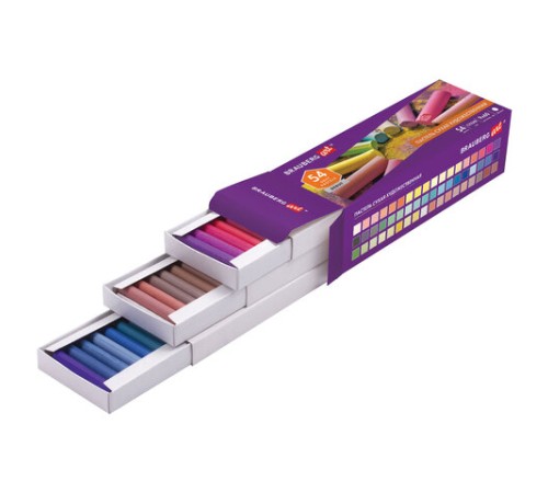 Пастель сухая художественная BRAUBERG ART DEBUT, 54 цвета, круглое сечение, 181462