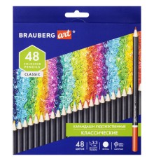 Карандаши художественные цветные BRAUBERG ART CLASSIC, 48 цветов, МЯГКИЙ грифель 3,3 мм, 181539