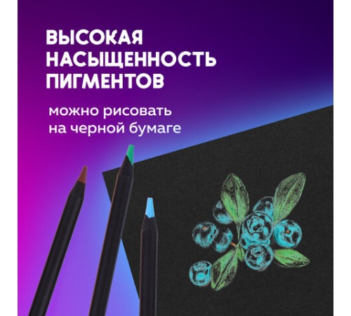 Карандаши художественные цветные BRAUBERG ART PREMIERE, 12 цветов, МЯГКИЙ грифель 4 мм, металл, 181540