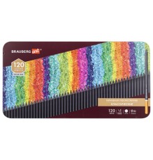 Карандаши художественные цветные BRAUBERG ART PREMIERE, НАБОР 120 цветов, 4 мм, металл кейс, 181692