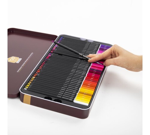 Карандаши художественные цветные BRAUBERG ART PREMIERE, НАБОР 120 цветов, 4 мм, металл кейс, 181692