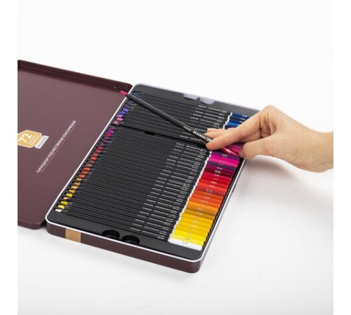 Карандаши цветные художественные BRAUBERG ART PREMIERE, НАБОР 72 цвета, 4 мм, металл кейс, 181693