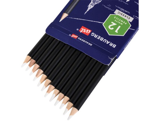 Карандаш художественный белый BRAUBERG ART CLASSIC, 1 шт., МЯГКИЙ грифель 3,3 мм, 181695