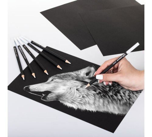 Карандаш художественный белый BRAUBERG ART CLASSIC, 1 шт., МЯГКИЙ грифель 3,3 мм, 181695