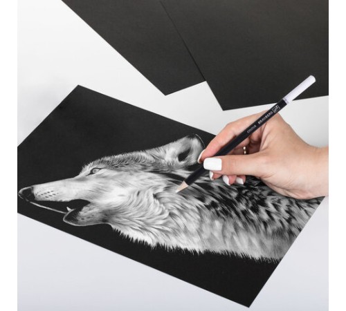 Карандаш БЕЛЫЙ художественный мягкий, 1 штука, грифель 3,3 мм, BRAUBERG ART CLASSIC, 181921