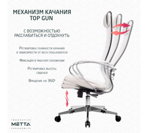 Кресло офисное МЕТТА "К-6" хром, кожа, сиденье и спинка мягкие, белое Кресло офисное МЕТТА "К-6" хром, кожа, сиденье и спинка мягкие, белое