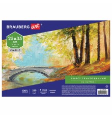 Холст на картоне BRAUBERG ART CLASSIC, 25х35 см, грунтованный, 100% хлопок, мелкое зерно, 190620