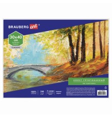 Холст на картоне BRAUBERG ART CLASSIC, 30х40 см, грунтованный, 100% хлопок, мелкое зерно, 190621
