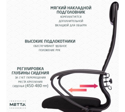 Кресло офисное МЕТТА "К-27" пластик, ткань, сиденье и спинка мягкие, черное Кресло офисное МЕТТА "К-27" пластик, ткань, сиденье и спинка мягкие, черное