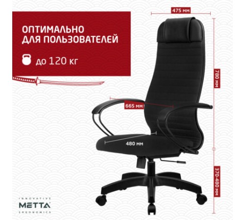 Кресло офисное МЕТТА "К-27" пластик, ткань, сиденье и спинка мягкие, черное Кресло офисное МЕТТА "К-27" пластик, ткань, сиденье и спинка мягкие, черное
