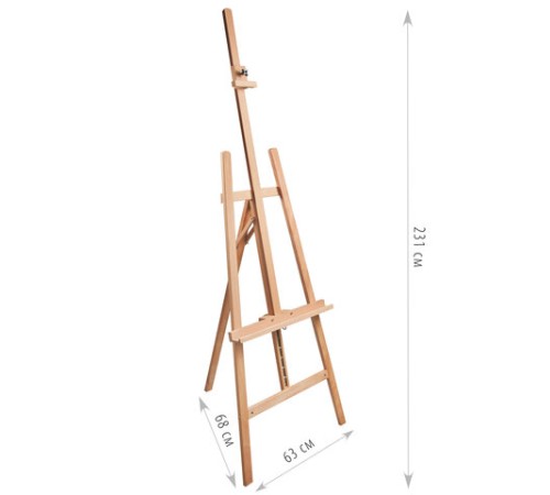 Мольберт напольный BRAUBERG ART CLASSIC, бук, угол 60°, 63х174(231)х68см, высота холста 126см,190652
