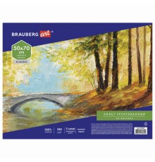 Холст на картоне BRAUBERG ART CLASSIC, 50х70 см, грунтованный, 100% хлопок, мелкое зерно, 191022