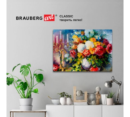 Холст на подрамнике BRAUBERG ART CLASSIC, 70х90 см, 440 г/м2, грунт, 100% хлопок, крупное зерно, 191026