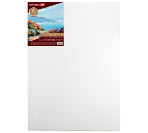 Холсты на подрамнике BRAUBERG ART PREMIERE, НАБОР 4шт, грунтованные, 100% лен, среднее зерно, 191029