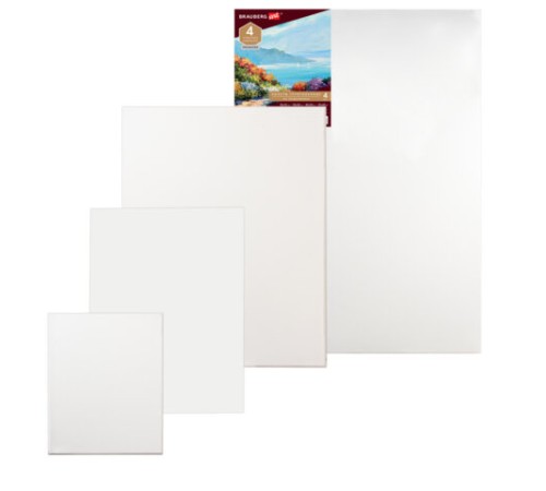 Холсты на подрамнике BRAUBERG ART PREMIERE, НАБОР 4шт, грунтованные, 100% лен, среднее зерно, 191029