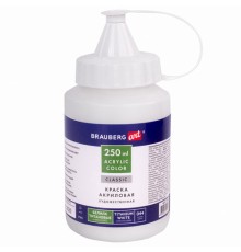 Краска акриловая художественная BRAUBERG ART CLASSIC, флакон 250мл, БЕЛИЛА ТИТАНОВЫЕ, 191072
