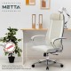 Кресло офисное МЕТТА "К-31" хром, экокожа, сиденье и спинка мягкие, белое