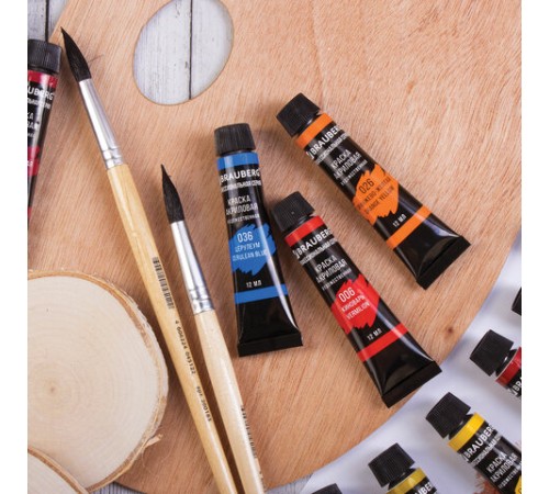 Краски акриловые художественные BRAUBERG ART CLASSIC, НАБОР 18 цветов по 12 мл, в тубах, 191123